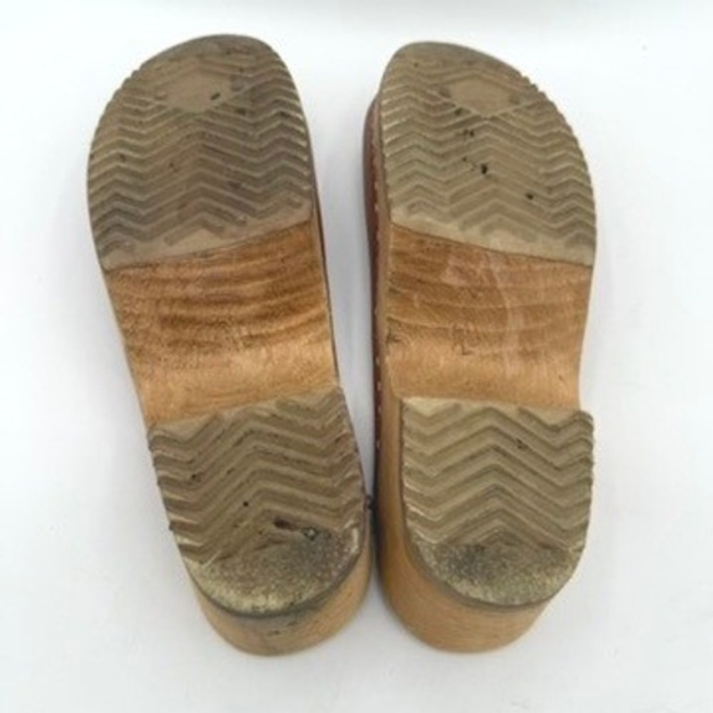 MIA Swedish Clogs Women 40 Leather Mules Tan Hippie Cottage Boho Retro Festival - Picture 6 of 7